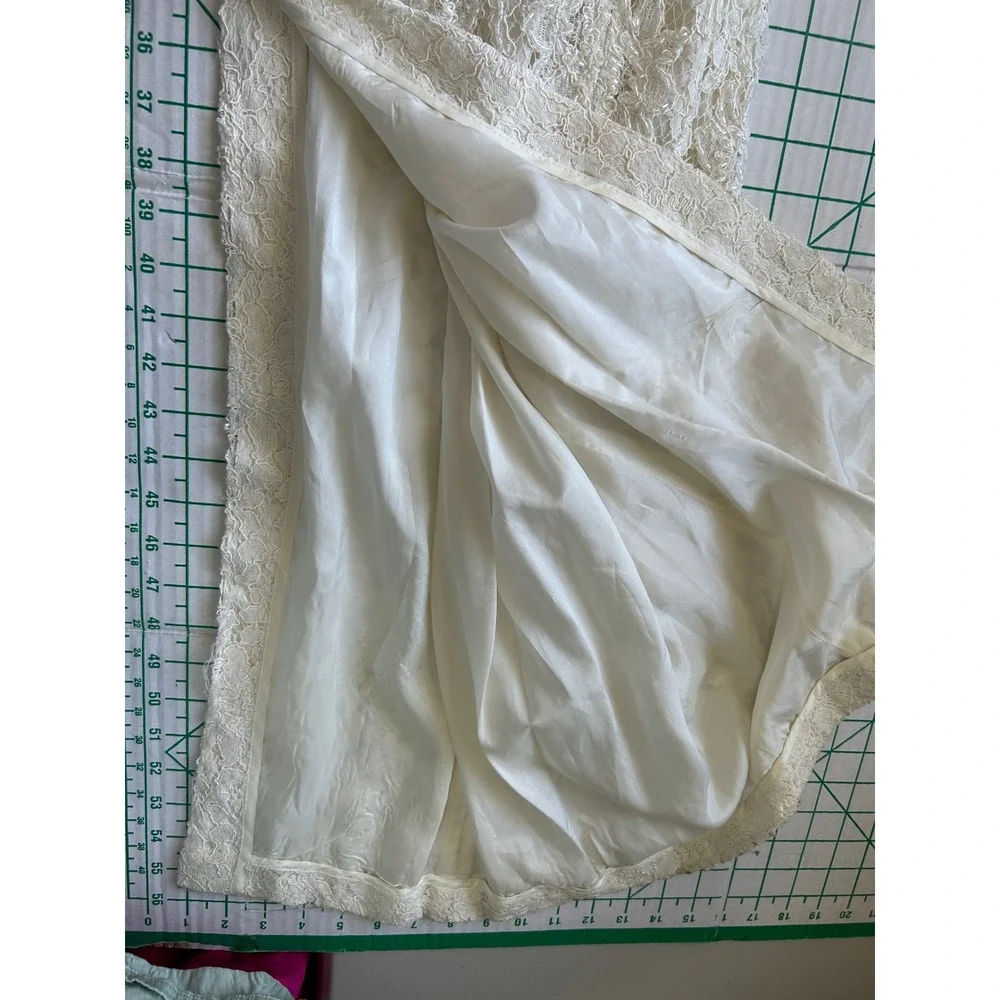 Vintage 90s Cache Ever After Ivory Lace Sequin Maxi Gown Dress Womens 6 Ivory - Picture 10 of 16